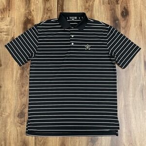 Peter Millar Summer Comfort Black Striped Vanderbilt Mens Polo Shirt Size M